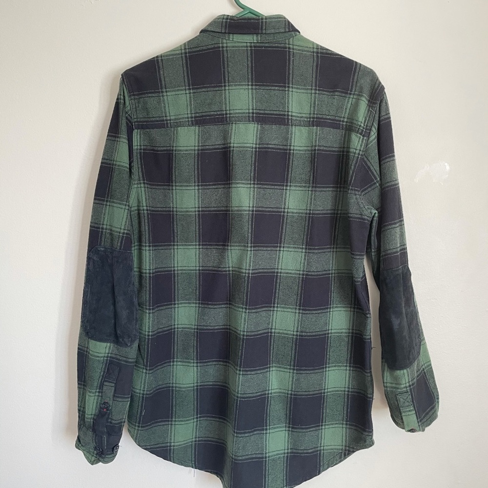 Green Checkered Flannel Button up - Picture 6 of 7